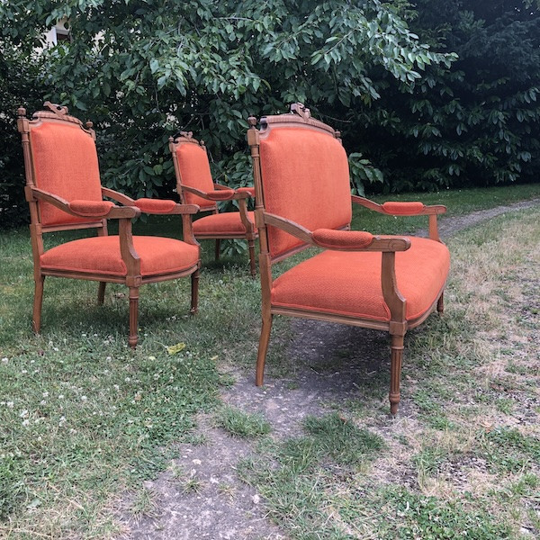 Banquette et fauteuils de style Louis XVI